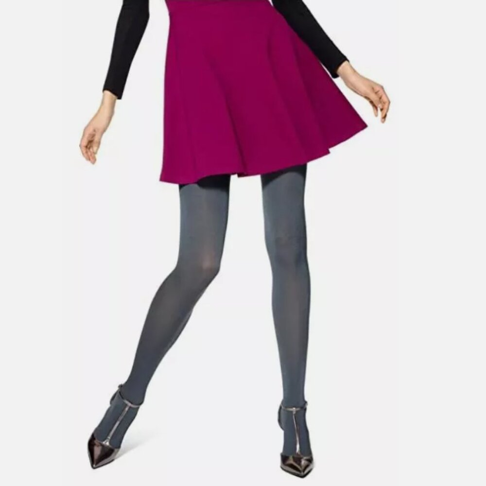HUE Thunder Gray Luster Control Top Tights Women's Size 2 S/M U2167